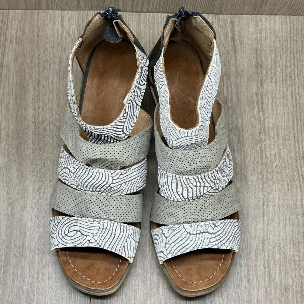 Clocharme Sandals Womens Sz 38 Open Toe Block Heel Gladiator Suede Leather Gray - Picture 6 of 12